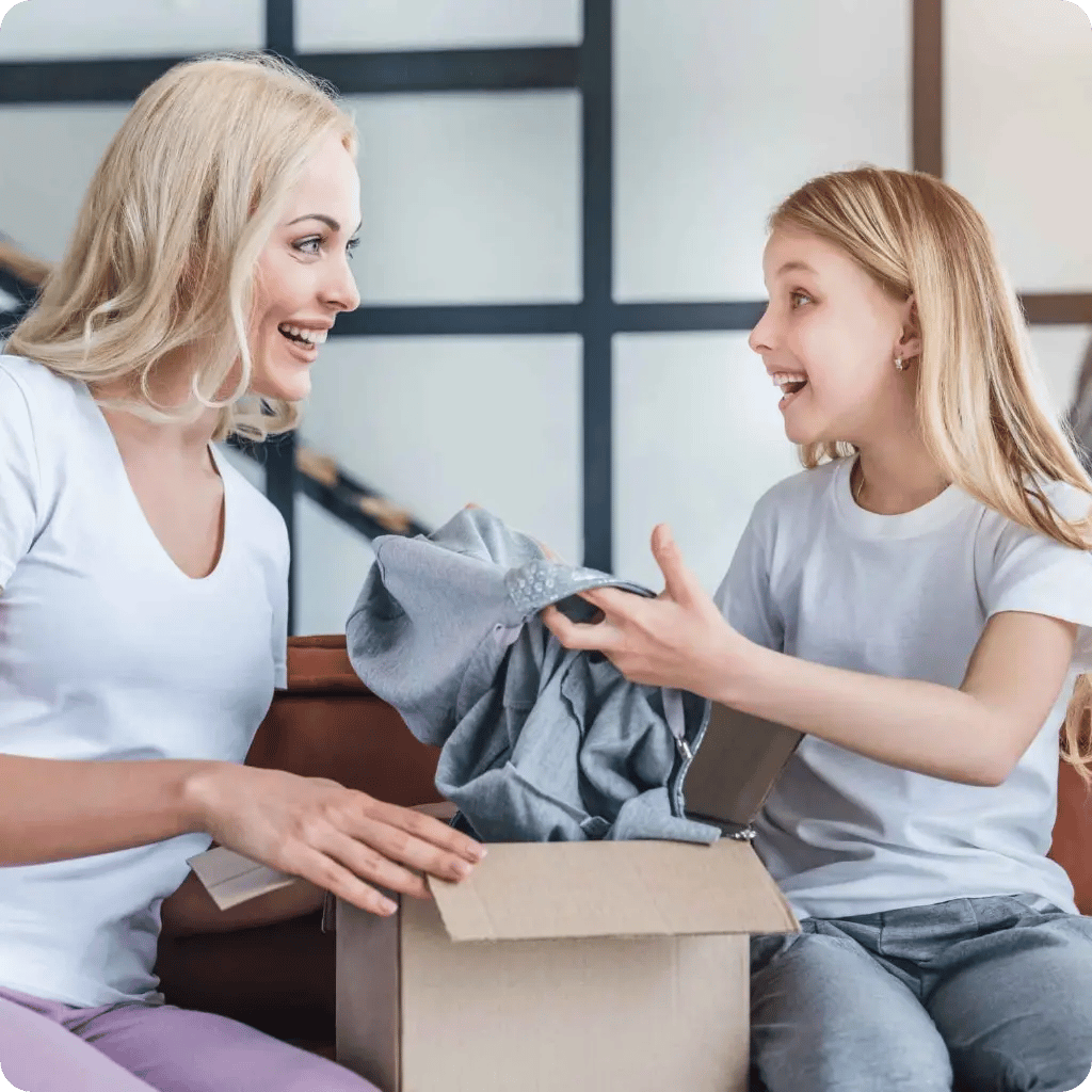 parcel delivery mum daughter